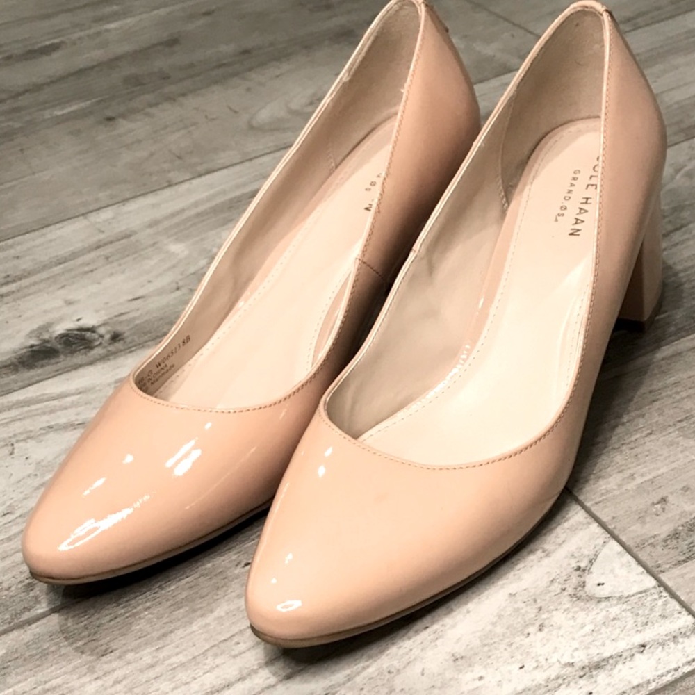 Cole Haan nude patent block heel pump Size 8